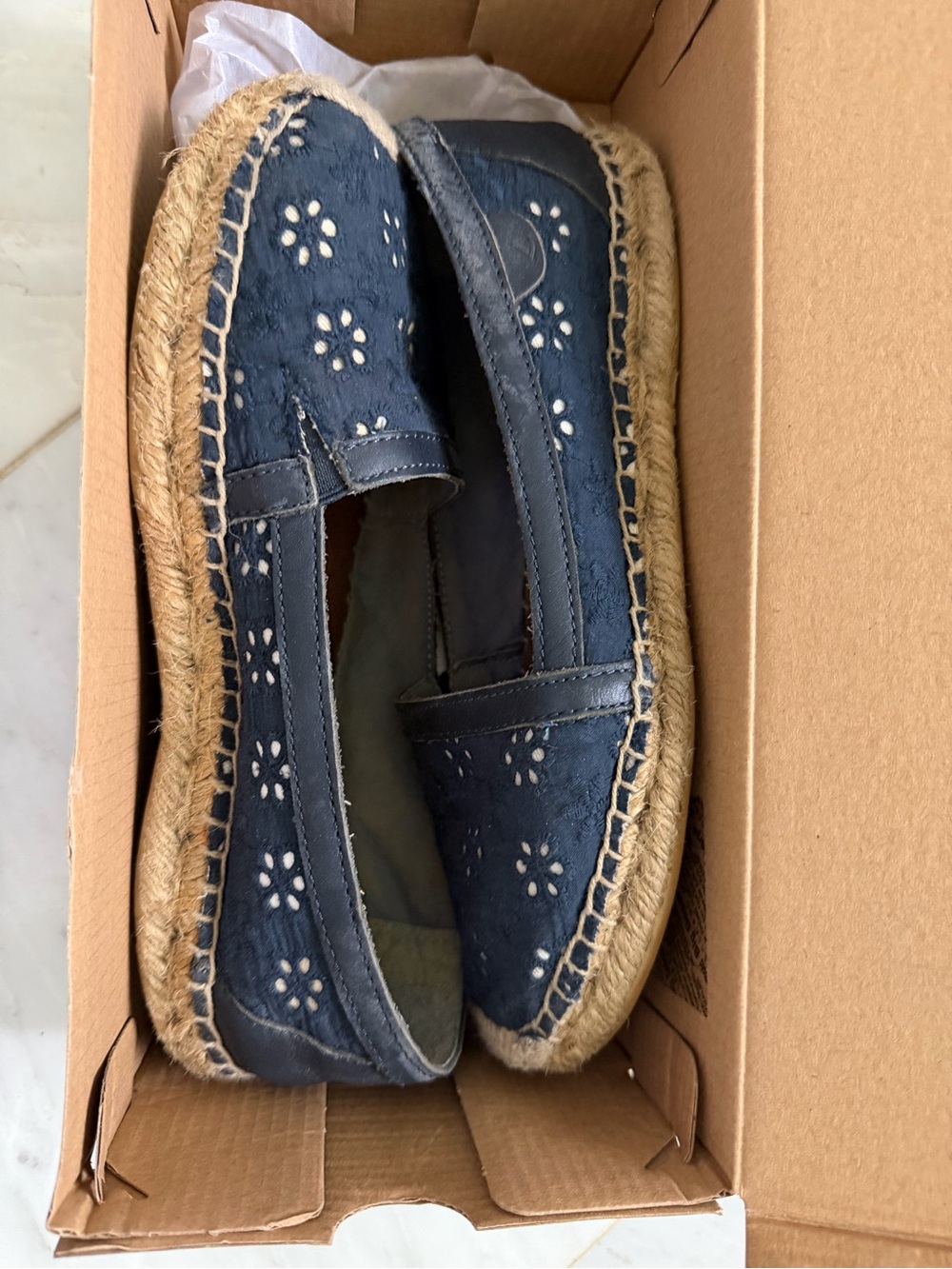 Sperry Navy Floral Cutout Espadrille Slip-Ons
